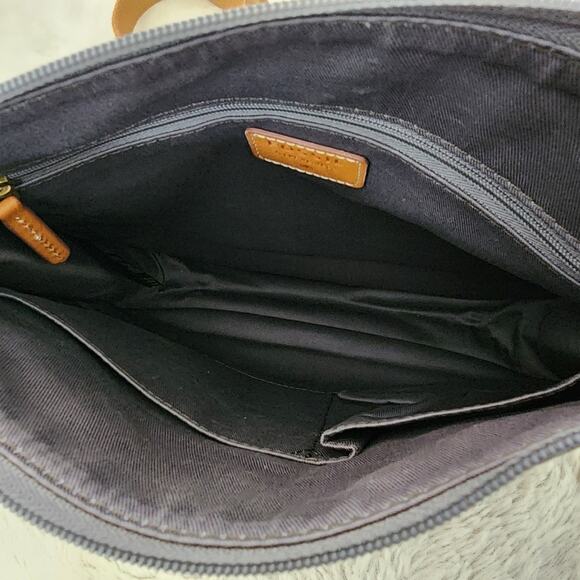 Fossil Key Per Coated Canvas Messenger Crossbody Bag Gray Pink Floral New - Picture 8 of 14